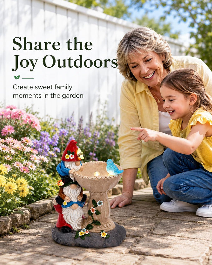 Nacome Solar Garden Gnome Statue: Funny Triple Stacked Figurine Decor