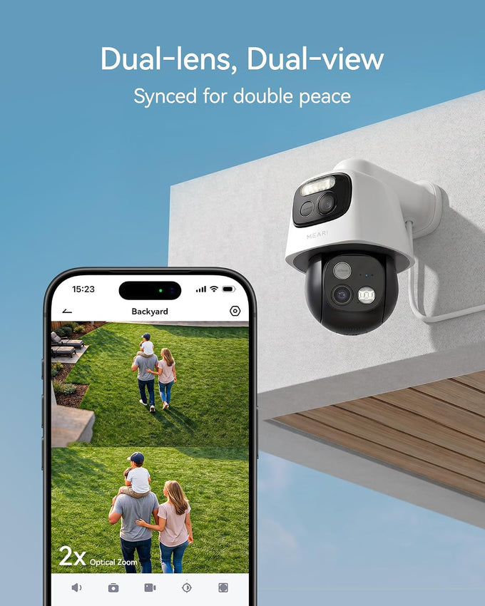 MEARI 2.5K Dual Lens Plug-in WiFi Cameras for Home Security Indoor/Outdoor