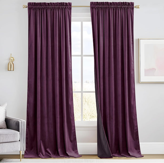 RYB HOME Extra Long Velvet Curtains 102 inches for Sliding Patio Glass Door