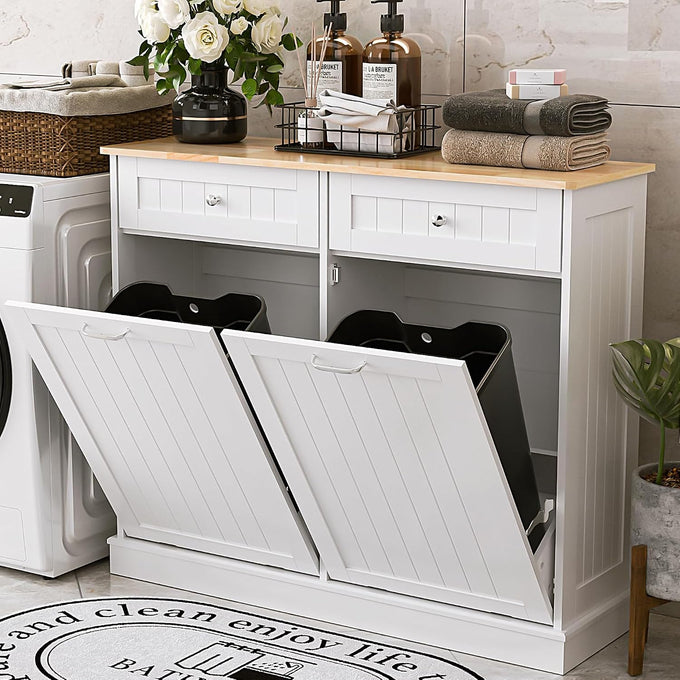 AHB 13 Gallons Tilt Out Trash Cabinet,for Kitchen Living Room, Grey