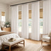 MIULEE 4 Panels Set Pinch Pleated Linen Curtains 96 Inch Long Natural