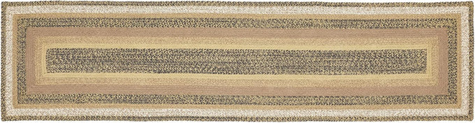 VHC Brands Kettle Grove Primitive Jute Black Striped Accent Rug Rectangle w/Floor Pad 24"x36"