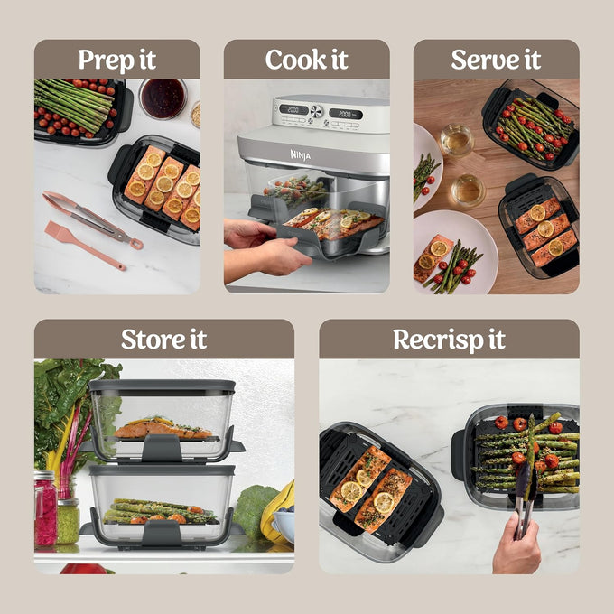 Ninja Crispi DualZone Glass Countertop Air Fryer, Bone, DD101IV2