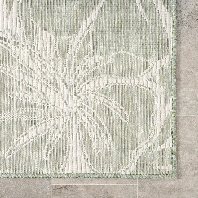 Abani Green Area Rug – Ocean Collection – 4' x 6' Tropical Flower – Indoor & Outdoor Use – UV Protected, Fade-Resistant, Easy to Clean – Durable for Patio, Deck, Entryway, or Kitchen