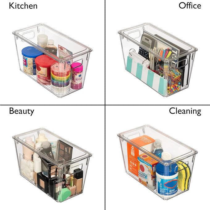 ClearSpace Plastic Storage Bins with Lids for Pantry & Fridge, 8 Pack