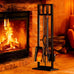 Fire Beauty 5Pcs Wrought Iron Fireplace Tools Set for Indoor Stove(Black)