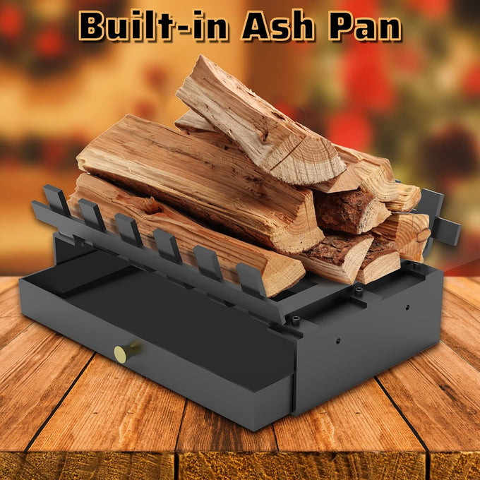 Mxclimate Fireplace Ash Tray Fireplace Log Grate kit,Ember Holder Fireplace Pan for Ash Collection,14'' Firewood Log Burning Rack Fire Grates for Indoor Outdoor Pit Camping Firepit