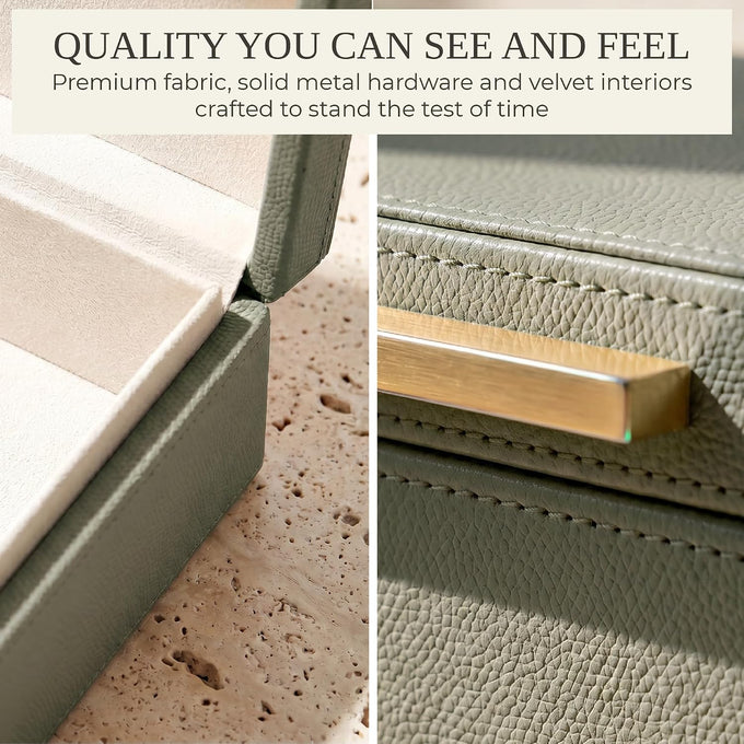 Decorative Storage Boxes with Lids - Set of 2 PU Leather Organizer Bins