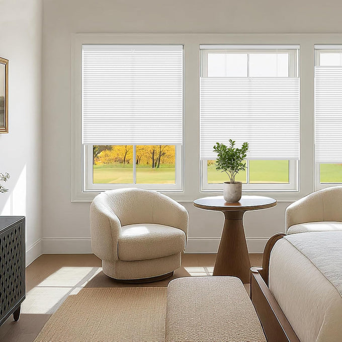 LazBlinds TDBU Cellular Shades, Light Filtering-White, 36" W x 64" H