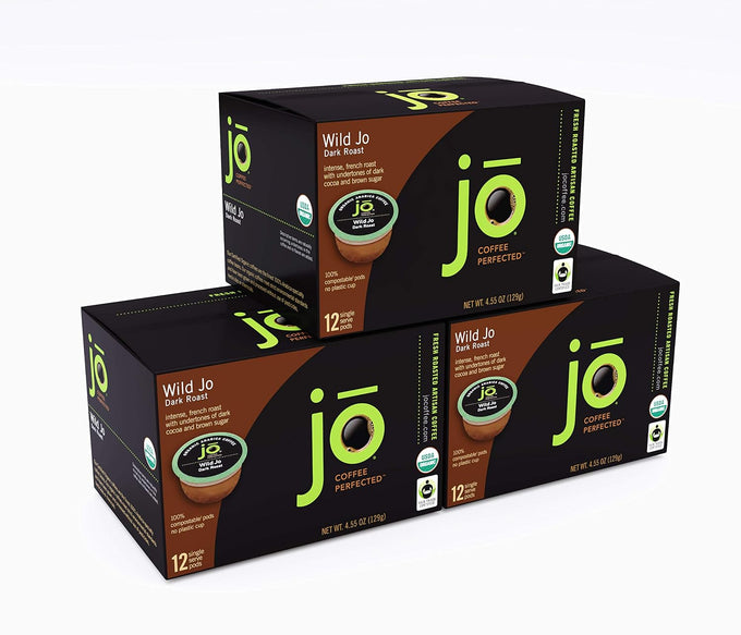 WILD JO: 36 Cups Organic Compostable Pods for Keurig, Dark French Roast