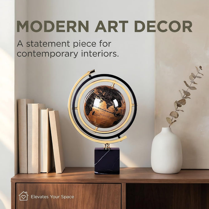 Modern Marble Sculpture, Abstract Art Inspired Tabletop Statue Decor - Minimalist Sculpture Home Decor for Living Room Shelf Desk Office - Unique Housewarming Gift, Black Solid Marble Base