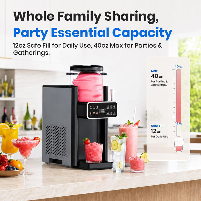 Slushie Machine for Home, Ice Cream Maker, 6 Presets, No Ice Needed, Black