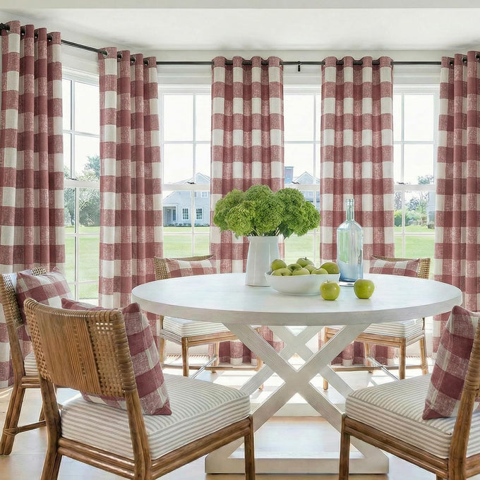 MYSKY HOME Terracotta Plaid Blackout Curtains for Bedroom and Living Room