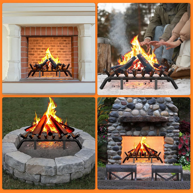 Jusgym Fireplace Grate 30 Inch with Fire Tongs & Poker