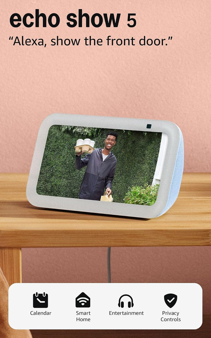 Like-New Amazon Echo Show 5 (newest model), Smart display, Designed for Alexa+, 2x the bass and clearer sound, Cloud Blue