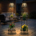 VISFLAIR 2 Pack Solar Lights with Plant Stand, Outdoor Floor Lamp, Waterproof Solar LED Edison Bulb Floor Lamps for Patio Porch Deck Yard Garden Decor