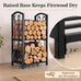 FEED GARDEN 29" Firewood Rack with 4-Piece Fireplace Tools, Indoor Outdoor
