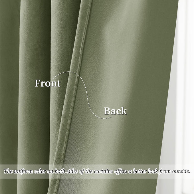 StangH Sage Green Velvet Curtains 108 Inches 2 Panels for High Ceilings