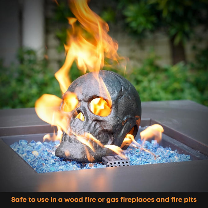 Stanbroil 10 Inch Fire Pits Imitated Human Metal Skull Halloween Decor