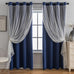 Anytime Double Layer Blackout Curtains 2 Panels，52Wx108L，Cream