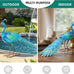 31" L Metal Peacock Garden Statue,Handcrafted Outdoor Yard Art