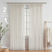 Vision Home Natural Linen Pinch Pleated Semi Sheer Curtains 42Wx90Lx2