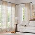 jinchan Sage Floral Linen Curtains for Living Room 84" Back Tab 2 Panels