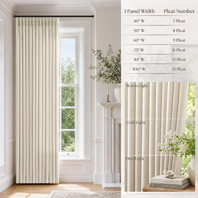 72 Inch Wide Curtains Extra Wide Pinch Pleated Thick Linen Drapes 72x102