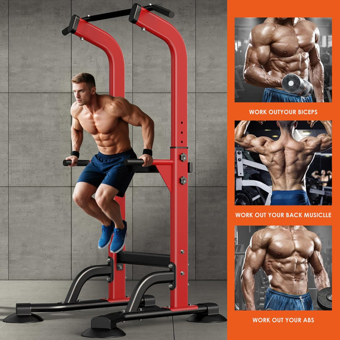 SogesPower Power Tower Dip Station Pull Up Bar Station for Home Gym