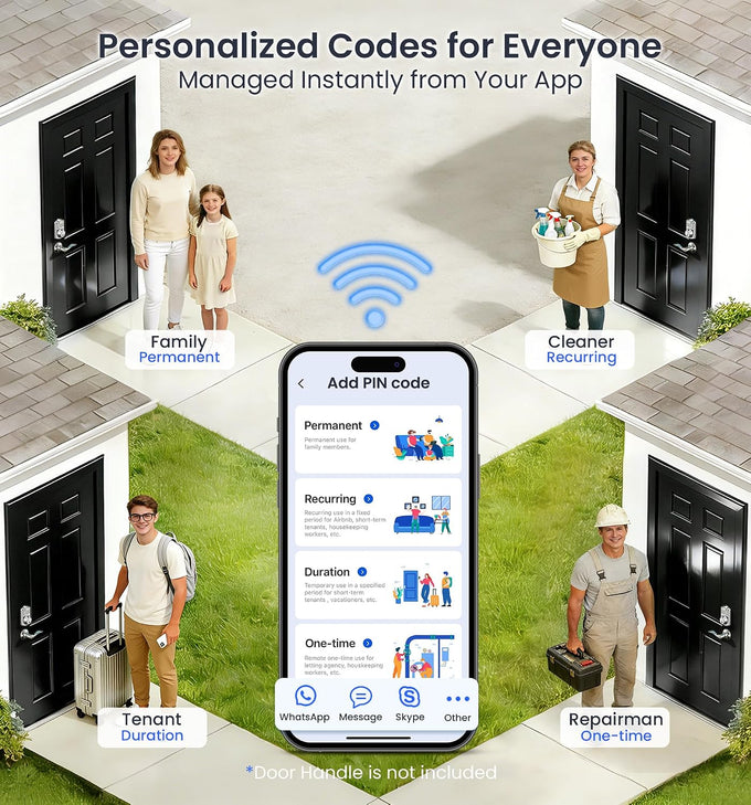 Veise VE012W WiFi Fingerprint Smart Lock for Front Door, Satin Nickel