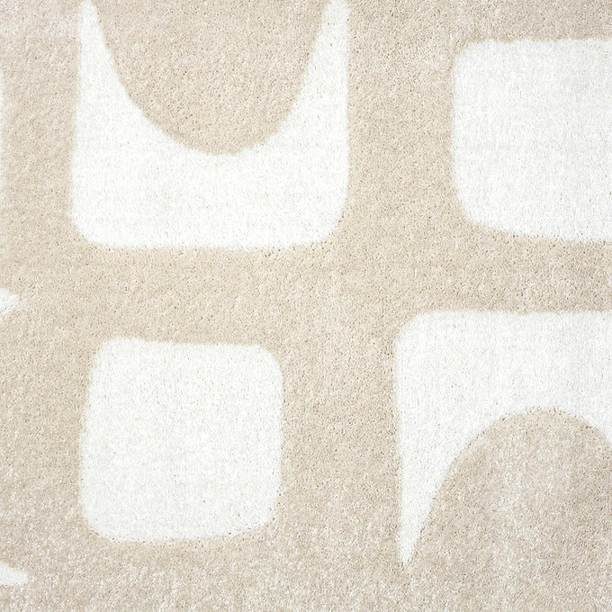 Abani Nuevo Collection Area Rug - Modern Geometric Beige/Cream Design - 4'x6' - Easy to Clean - Durable for Kids and Pets - Non-Shedding - Medium Pile - Soft Feel - for Living Room, Bedroom & Office