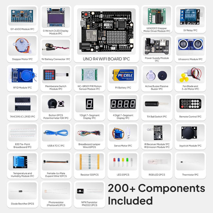 ELEGOO UNO R4 WiFi Super Starter Kit Compatible with Arduino for Beginners