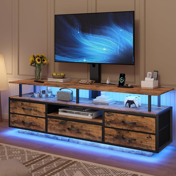 BTHFST LED TV Stand with Mount for Living Room, 55, 60, 70 TV, 6 Drawers