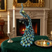 Nature's Mark 16 Inches Tall Peacock Statue - Decorative Resin Peacock Sculpture with Intricate Hand-Painted Details, Blue and Gold Accents for Home, Office, or Garden Decor
