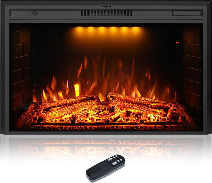 Electric Fireplace Insert Trim Kit for 40 inch Fireplace Electric Inserts, Metal Construction Plates, Black-B09R2114SG