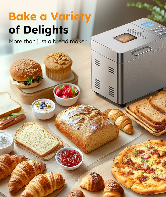2LB Bread Maker, 17 in 1 Automatic Stainless Steel Bread Machine