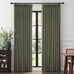 MYSKY HOME Olive Green Linen Pinch Pleated 100% Blackout Curtains 40Wx84L
