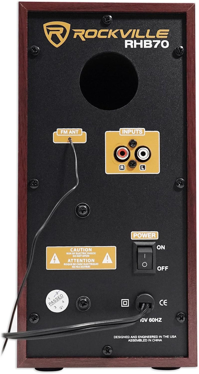 Rockville RHB70 100W 2.1 Powered Home Theater Speaker System, Cherry Wood