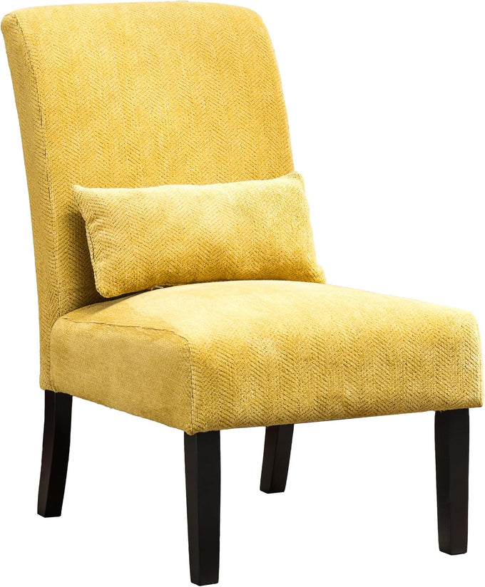 Roundhill Furniture Red Pisano Chenille Fabric Armless Contemporary Accent Chair with Matching Kidney Pillow