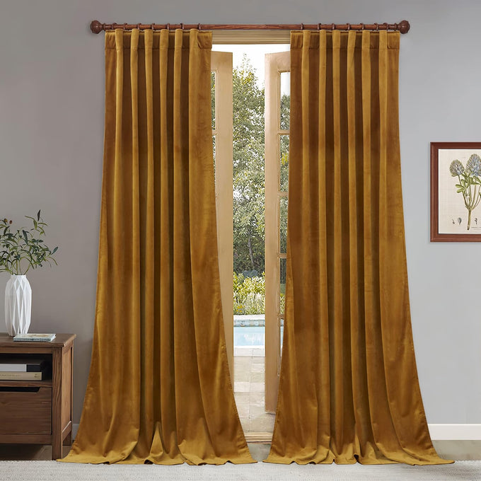 StangH Taupe Velvet Curtains Luxury Extra or Living Room, W52 x L108, 2 Pcs