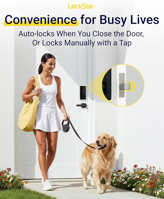 LOCKSTAR® Smart Door Lock • Keyless Entry Deadbolt Door Lock • Multiple Entry Methods – APP • Fingerprint Touch ID • Keypad Code • Card FOB • Traditional Key • Smart Home Devices