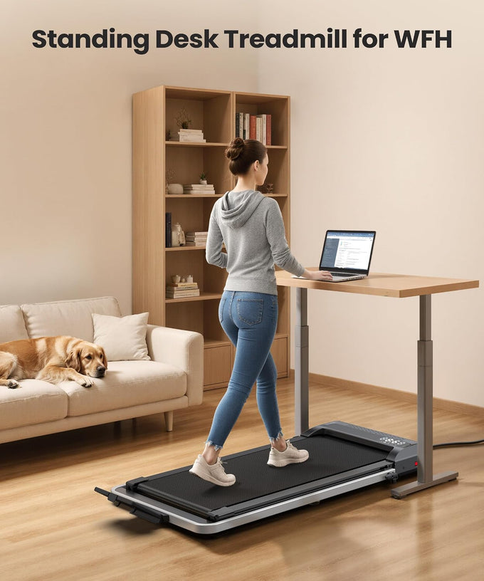 WELLFIT Walking Pad Treadmills with Handle, 10% Incline Treadmill for Home