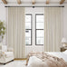 Cream Beige Linen Black Out 96 Inch Curtains for Bedroom Windows 2 Panels