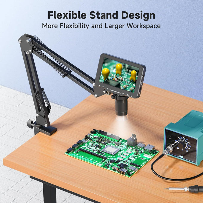 5" LCD Digital Soldering Microscope for PCB Repair with C-Clamp