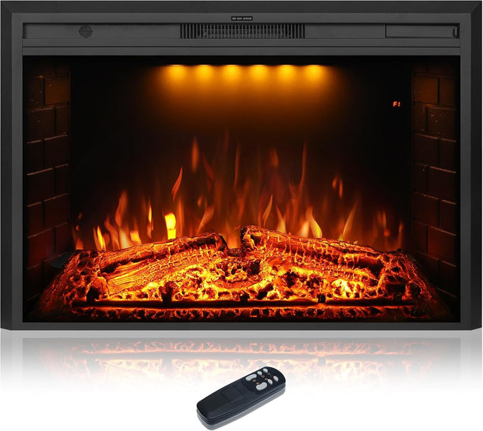 Electric Fireplace Insert Trim Kit for 40 inch Fireplace Electric Inserts, Metal Construction Plates, Black-B09R2114SG