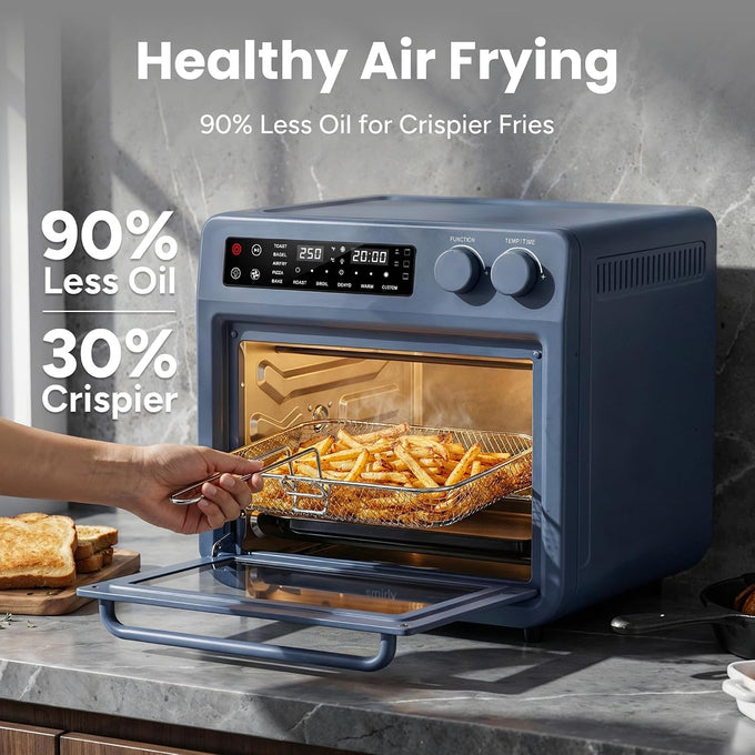 SMIRLY Digital Air Fryer Toaster Oven Combo, 25L Stainless Steel, Blue