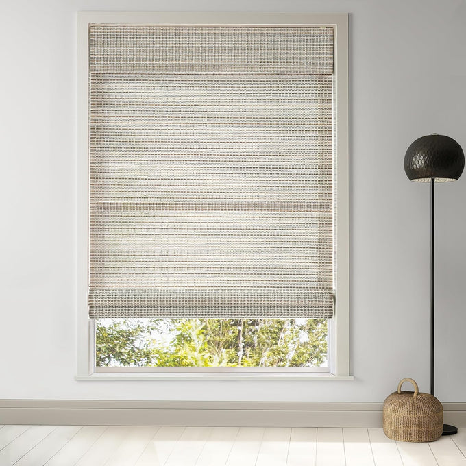 LazBlinds Cordless Bamboo Roman Shades, 34.5x48, Highfield Teak