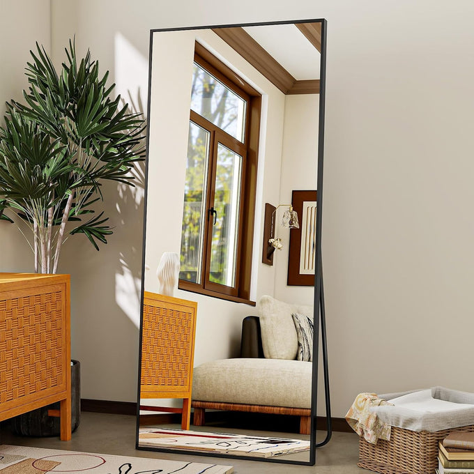 VooBang Mirror Full Length - 21" x 57" Floor Mirror with Stand Black