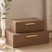Decorative Storage Boxes with Lids - Set of 2 PU Leather Organizer Bins