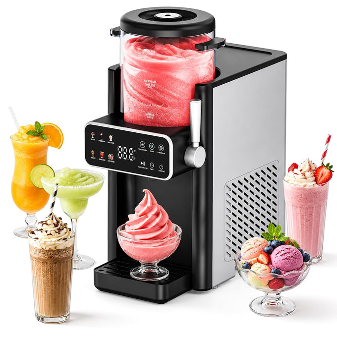 Slushie Machine for Home, Ice Cream Maker, 6 Presets, No Ice Needed, Black